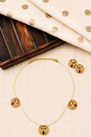 ruby_emerald Ruby Emerald Crescent Necklace Set